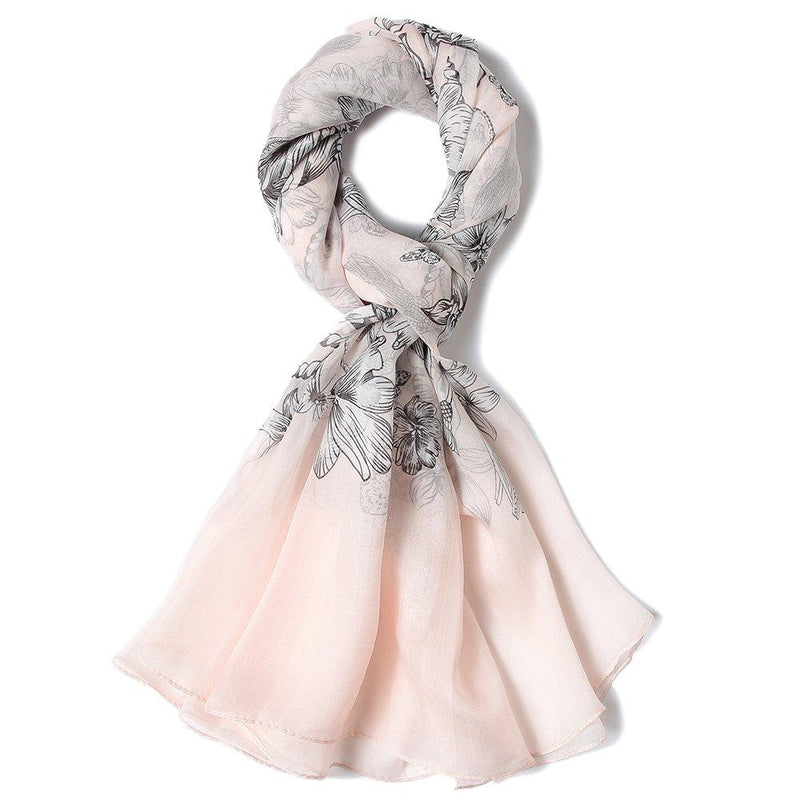 [Australia] - STORY OF SHANGHAI Women's Mulberry Flower Print Large Silk Shawl Scarf Wraps 68 * 43 Inches #6 