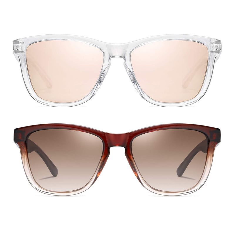 [Australia] - Dollger Polarized Sunglasses for Men Women Retro Classic UV400 Protection Sunglasses A1:pink and Brown 