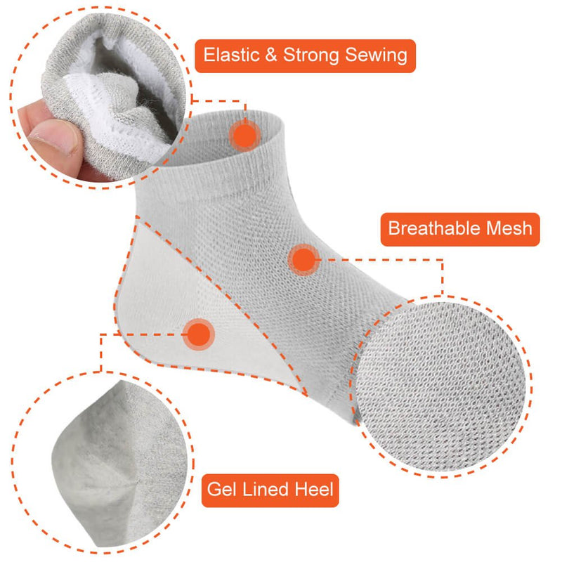 [Australia] - Selizo 5 Pairs Moisturizing Gel Heel Socks Open Toe Socks for Dry Hard Cracked Heels, 5 Colors 