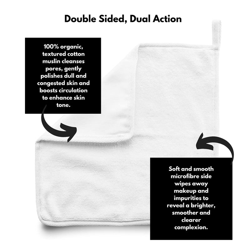 [Australia] - An√© 3 Double Sided Muslin and Microfibre Face Cleansing Cloths - Makeup Removers, Deep Pore Cleansers and Face Exfoliators 