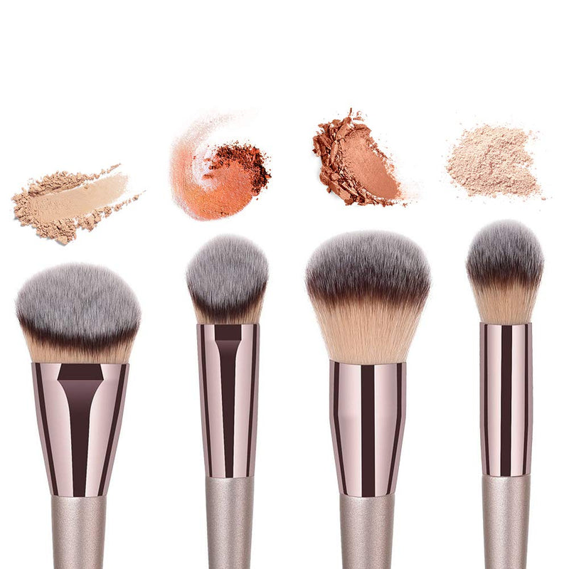 [Australia] - BBL 4pcs Luxury Champagne Gold Makeup Brush Set, Premium Synthetic Foundation Blending Powder Liquid Cream Buffing Tapered Concealer Contour Face Kabuki Make Up Brushes cosmetics tools applicator B-4pcs 