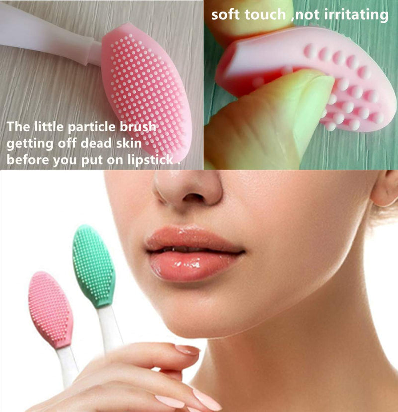 [Australia] - 3 PCS Lip Scrub Brush, Double-Sided Silicone Exfoliating Lip Brush, Exfoliating Brush for Men Women Lip Brush Mini Exfoliating Lip Brush lip lightening for dark lips 
