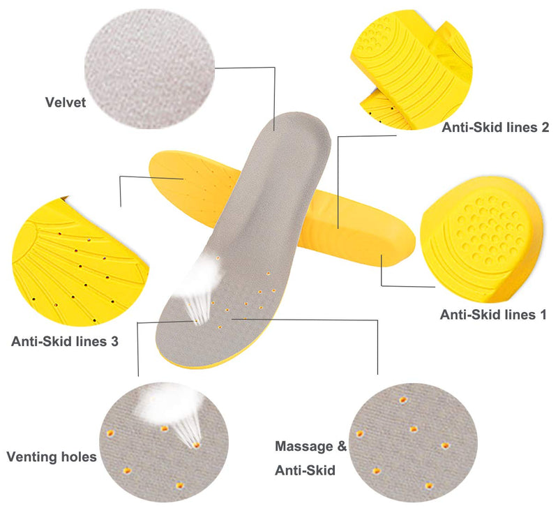 [Australia] - Memory Foam Insoles, Shoes Inserts for Women and Men, Kids Insoles, Providing Arch Support, Great Cushion and Shock Absorption, Relieve Foot Pain S (Women 5-6/ Kids 2-5) 