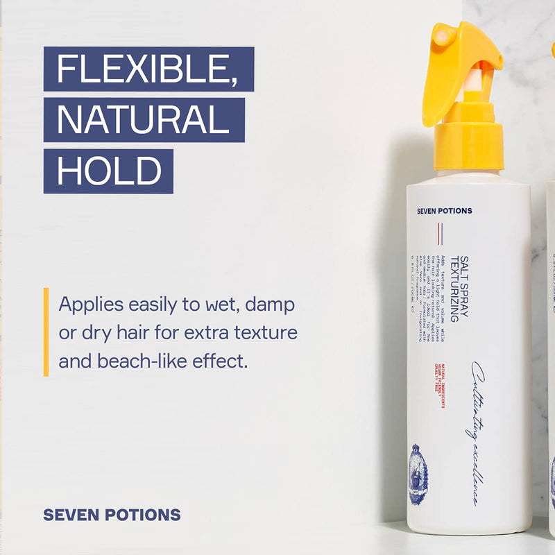 [Australia] - Seven Potions Texturizing Salt Spray for Men's Hair — Natural, Water-Based, Matte Finish, Texturized Hold for Volume, Plus Great Styling Product Primer — Natural, Vegan, Cruelty Free (200ml) 