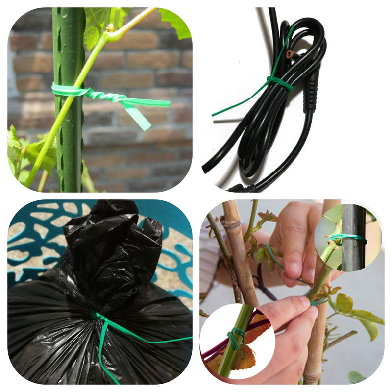 [Australia] - POYEE 328ft (100m) Garden Twist Tie, Green PE Plastic Coated Plant Twist Tie with Cutter for Gardening and Office Organization, Home 1 Pack 