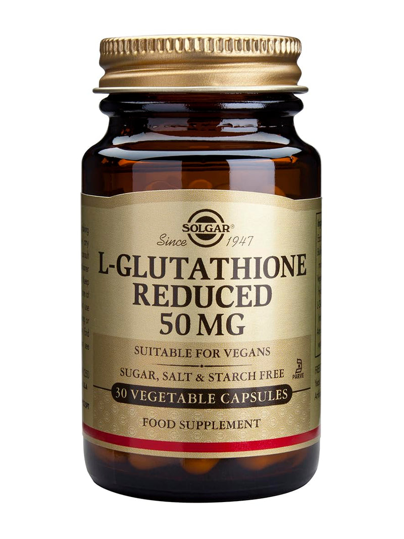 [Australia] - Solgar L-Glutathione Reduced 50 mg Vegetable Capsules - Pack of 30 - Detoxification of the Liver - Glutamic Acid, Cysteine and Glycine - Vegan, Gluten Free and Kosher 