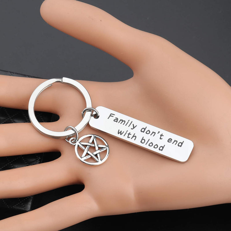 [Australia] - Lywjyb Birdgot Supernatural Inspired Gift SPN Jewelry Family Don't End with Blood Best Friend Keychain Supernatural Fans Gift Sam Dean Winchester Gift 