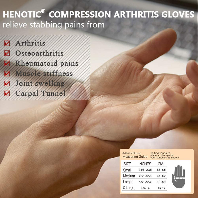 [Australia] - HENOTIC Arthritis Compression Gloves for Women Men, Anti-Slip Glue Dot & Fingerless Breathable & Moisture Wicking Compression Gloves for Relieving Rheumatoid Pains, Joint Swell, etc Medium One Pair 