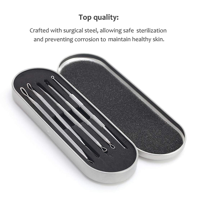 [Australia] - FEITA Blackhead Remover Tools Kit Best Acne Pimple Comedone Extractor with Metal Case - Treatment Whitehead Popping Zit Removing for Nose Face Skin Risk Free 