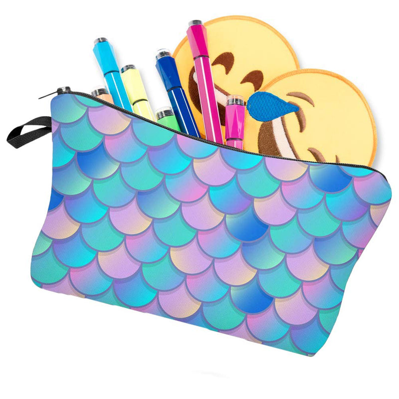 [Australia] - Mermaid Makeup bag Double-sided Printied Waterproof Travel Cosmetic Bag Zipper Pouch Small Toiletry Organizer, Adorable Roomy Mermaid Pencil Case for Girls Gifts Bag Congrats Grad 