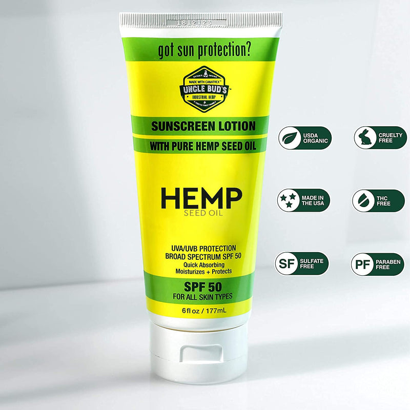 [Australia] - Uncle Bud’s Hemp Sunscreen Lotion SPF50 with pure Organic Hemp Seed Oil 