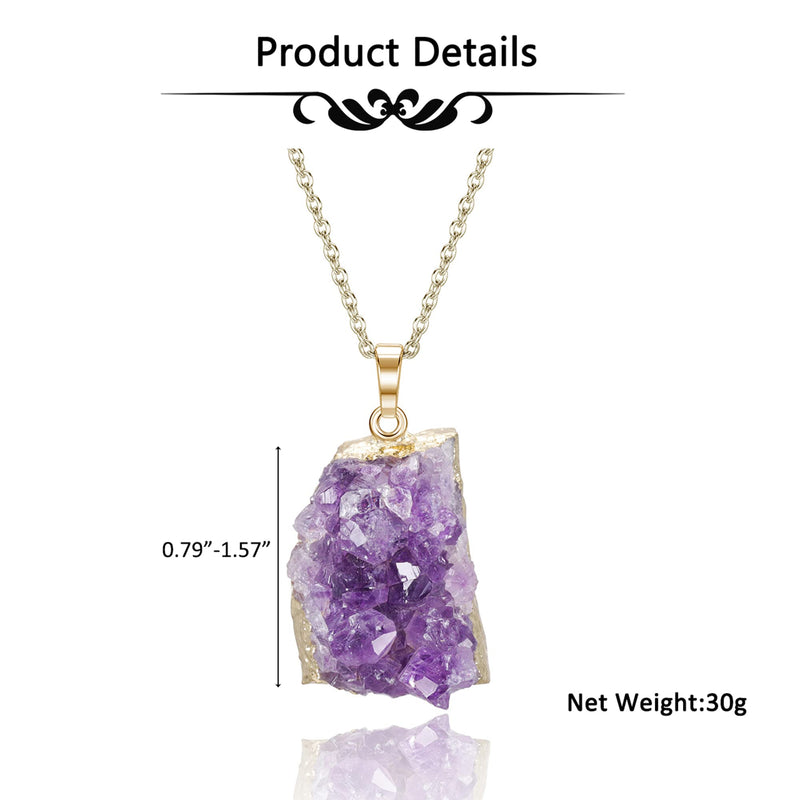 [Australia] - CrystalTears Amethyst Healing Crystal Necklace Natural Raw Amethyst Quartz Crystal Cluster Stone Pendant Necklace for Women Girls Christmas Mother's Day Gift #2 