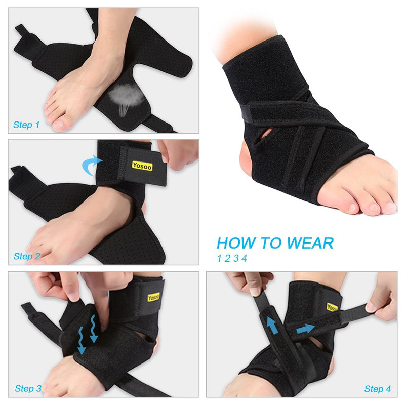 [Australia] - Yosoo Ankle Brace, Breathable Neoprene Ankle Support Adjustable Compression S Stabilizer for Muscle Sprain Tendons, One Size, Black 