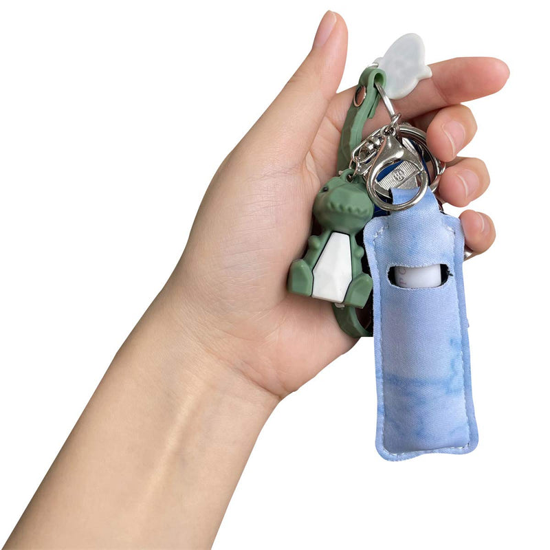 [Australia] - 5 Pieces Marble Chapstick Holder Keychain Clip-on Sleeve Chapstick Pouch Neoprene Keychains Lipstick Holder Elastic Lip Balm Holster Keychain Holder for Chapstick Tracker Safeguard Travel Accessories 