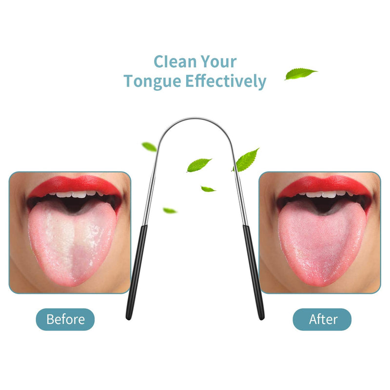 [Australia] - 4 Pieces Tongue Scrapers,Reduce Bad Breath Tongue Scrapers for Adults Kids Stainless Steel Metal Tongue Scrapers Cleaners Brushes Oral Reusable Clean Tongue Beauty Tools 