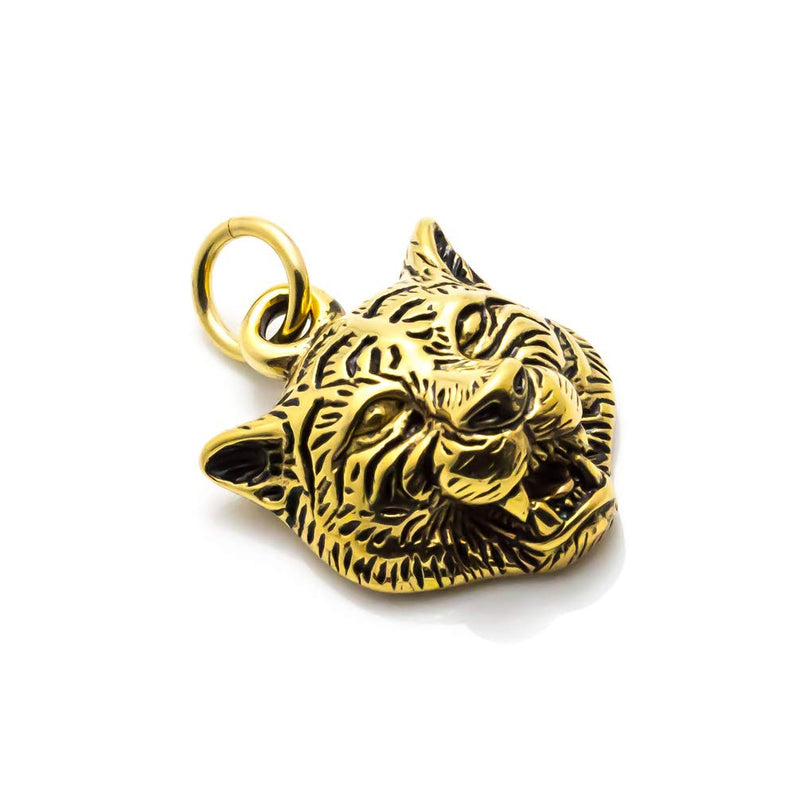 [Australia] - Xusamss Punk Rock Stainless Steel Animal Tiger Head Tag Pendant Charm Necklace Gold Tiger Head 