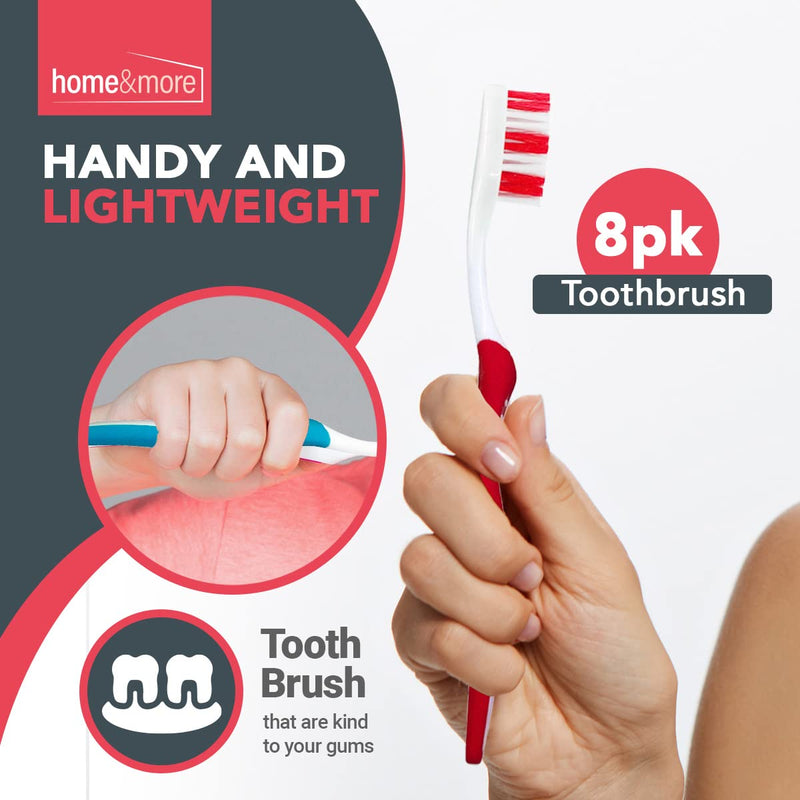 [Australia] - 8pk Manual Toothbrush Multipack | Firm Toothbrush for Adults Toothbrushes Multipack, Family Toothbrush Pack | Toothbrush Manual | Tooth Brush | Tooth Brushes | Bulk Toothbrushes | Teeth Brushes 