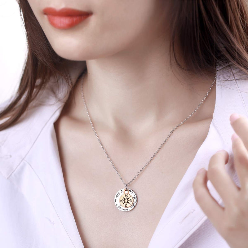 [Australia] - Compass Necklace, Traveller College Graduation Gifts Inspirational Jewelry, Compass Pendant Necklace, Compass Necklace Friendship, Compass Life Is A Journey Enjoy The Ride Life Is A Journey Enjoy The Ride Compass 