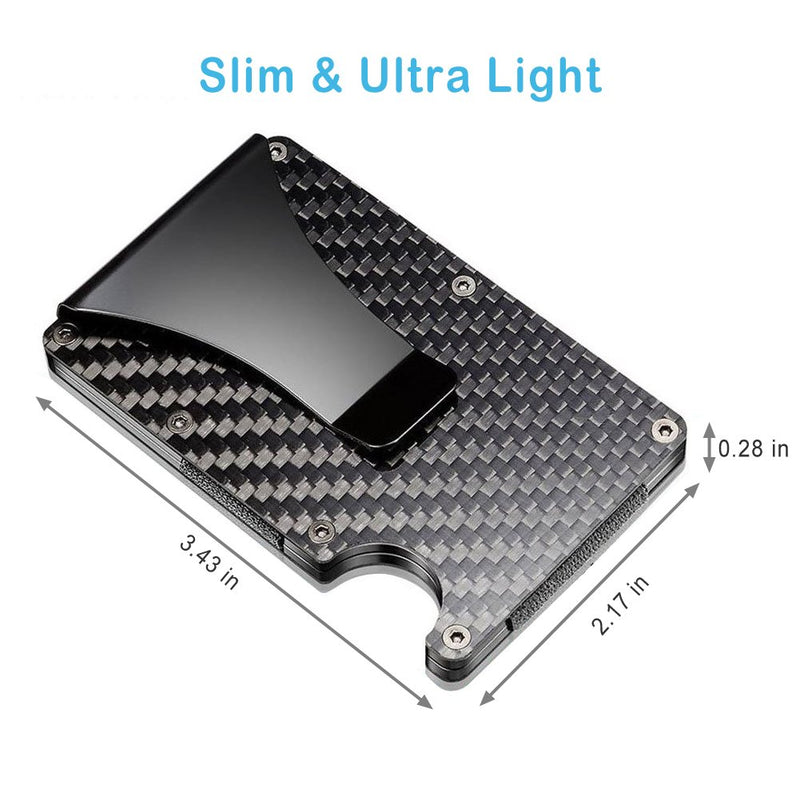 [Australia] - WeYingLe Carbon Fiber Slim Wallet Credit Card Holder RFID Blocking Anti Scan Metal Cash Clip 