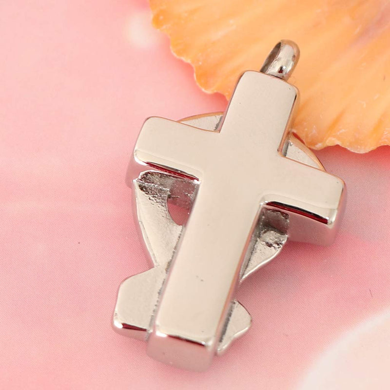 [Australia] - LuxglitterLin Religious Cross Urn Necklaces for Human Ashes Crucifix Cremation Keepsake Memorial Pendant Jewelry Forever in My Heart Aunt 