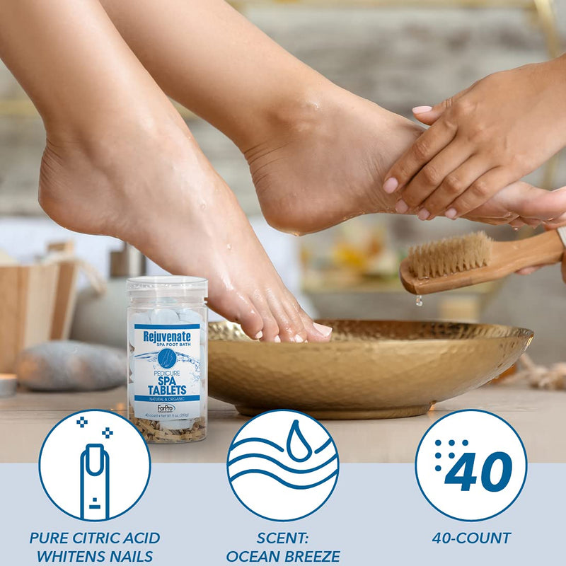 [Australia] - Rejuvenate Spa Foot Bath Pedicure Spa Tablets, Ocean Breeze, Natural & Organic Foot Soak Tablets for Softening Skin & Replenishing Moisture, 40-Count 
