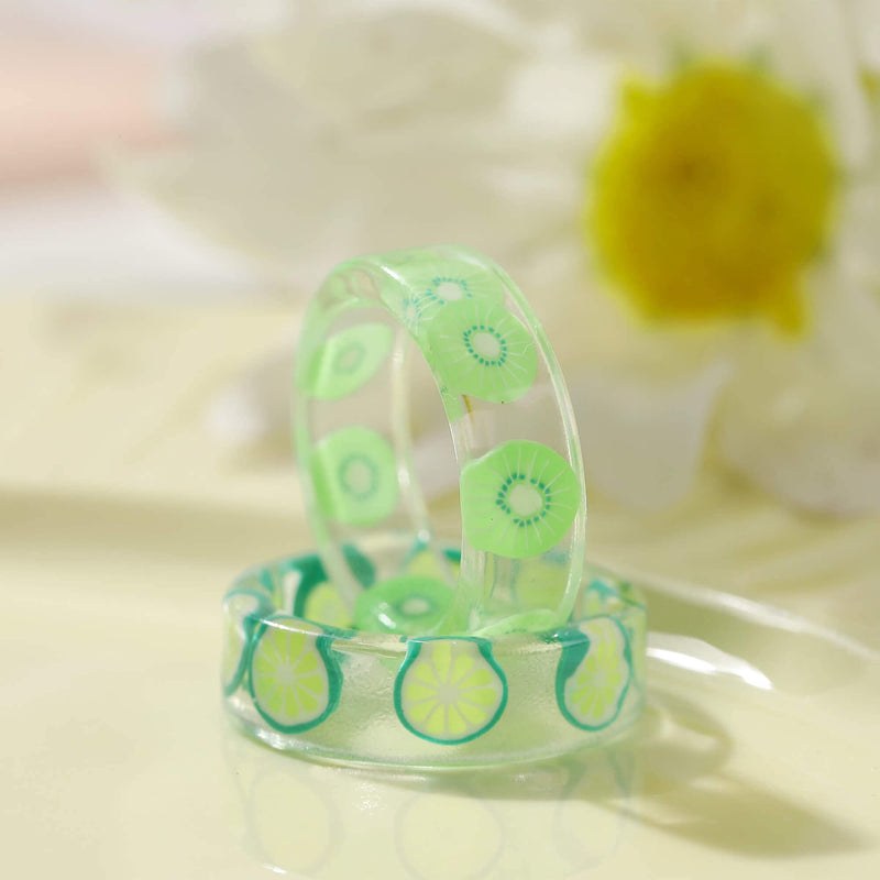 [Australia] - Colorful Acrylic Resin Chunky Rings for Women, Trendy Y2K Style Unique Plastic and Transparent Stacking Rings, Cute Retro Open Finger Rings Jewelry Gift for Women Teen Girls 12pcs-Fruit rings 