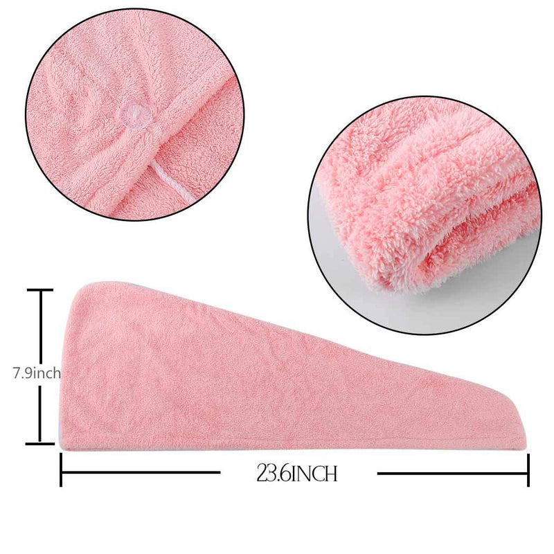 [Australia] - Avanlin Hair Towel Wraps White Absorbent Twist Turban Drying Hair Caps with Buttons Hair Drying Towels for Curly Long and Thick Hair for Women and Girls Pack of 2 