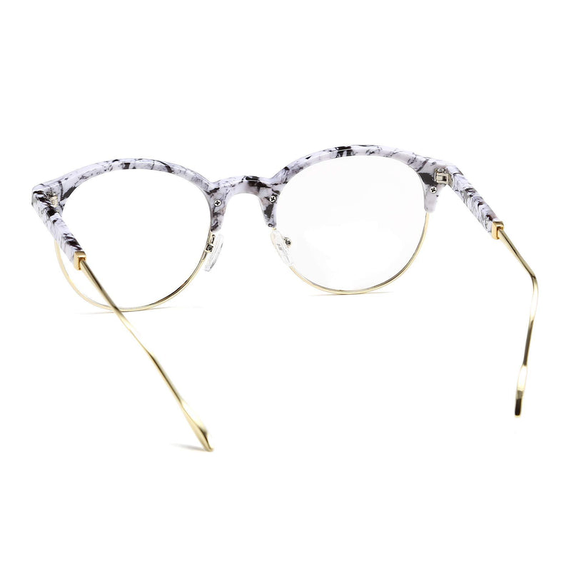 [Australia] - FEISEDY Retro Round Crystal Glasses Frame Lustrous Clear Lens Eyewear Women B2588 Marbling 