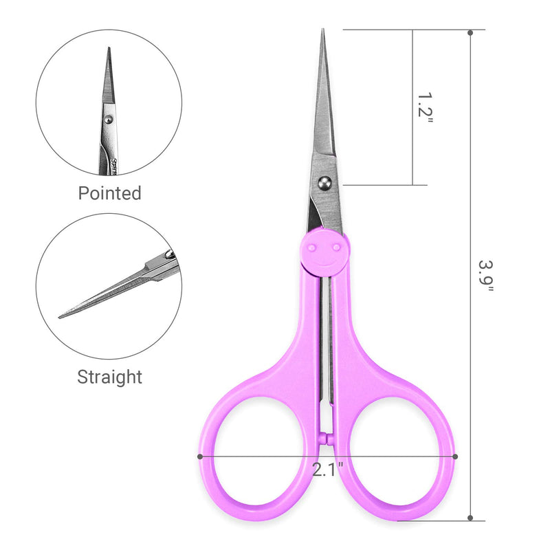 [Australia] - Humbee, Stainless Steel Hair Grooming and Trimming Scissors Set, For Facial Hair, Nose Hair, Eyebrow Scissors, Eyelash Scissors, Mustache, and Beard (Straight Edge, Purple Long Cap) Straight Edge 