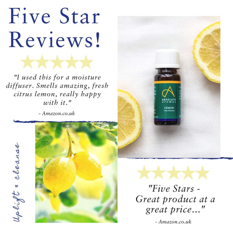 [Australia] - Absolute Aromas Lemon 10ml (citrus limonum) Essential Oil - 100% Pure, Natural, Undiluted, Vegan and Cruelty-Free - For use in Diffusers and Aromatherapy Blends 