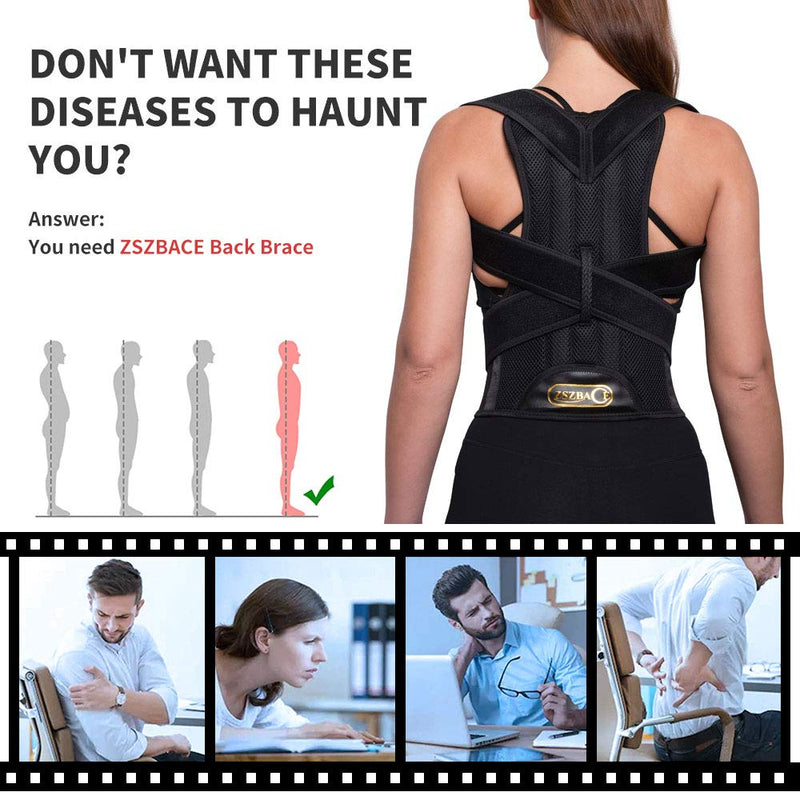 [Australia] - Back Support Belts Posture Corrector Back Brace Improves Posture and Provides For Lower and Upper Back Pain Men and Women-M Medium (Pack of 1) 