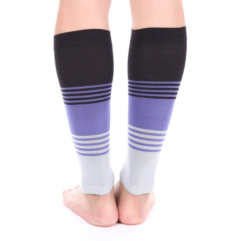 [Australia] - Doc Miller Calf Compression Sleeve Men and Women 20-30 mmHg, Shin Splint Compression Sleeve, Medical Grade Socks for Varicose Veins and Maternity 1 Pair Large Black Purple Grey Calf Sleeve Black.Purple.Gray 