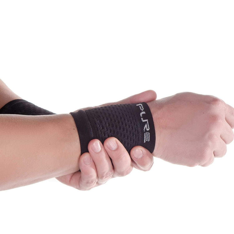 [Australia] - Lightweight Wrist Supports – Compression Wrist Sleeve, Relieve Carpal Tunnel, Arthritis Large (1 Pair) Midnight Black 