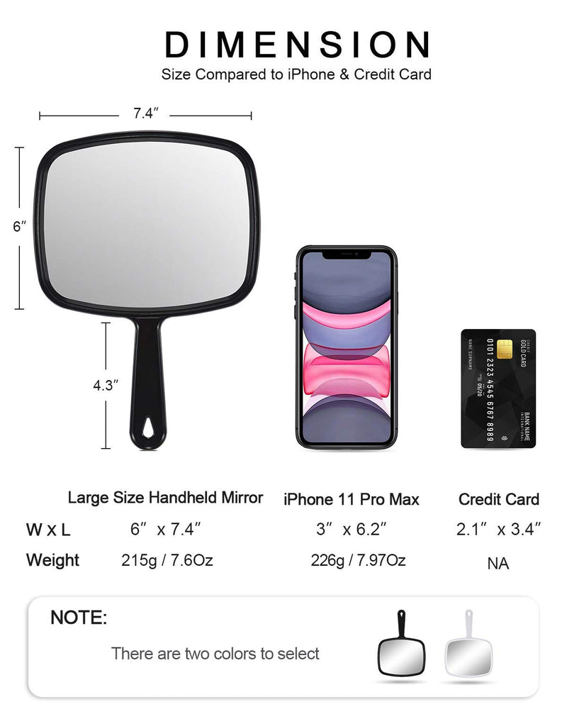 [Australia] - Gladmart Hand Mirror Salon Barber Hairdressing Handheld Mirror with Handle(Square Black) 
