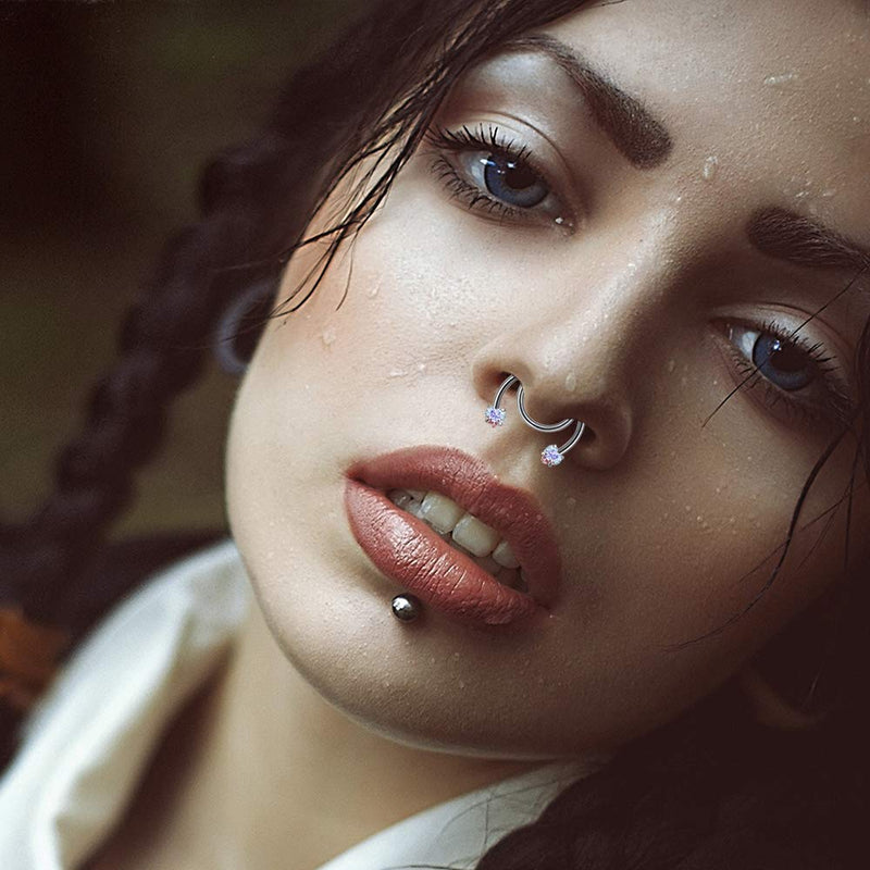 [Australia] - PunkTracker Fake Nose Ring Adjustable Fake Septum Jewelry, Faux Septum Nose Rings Helix Lip Rings for Women Men A:9pcs cz nose rings 