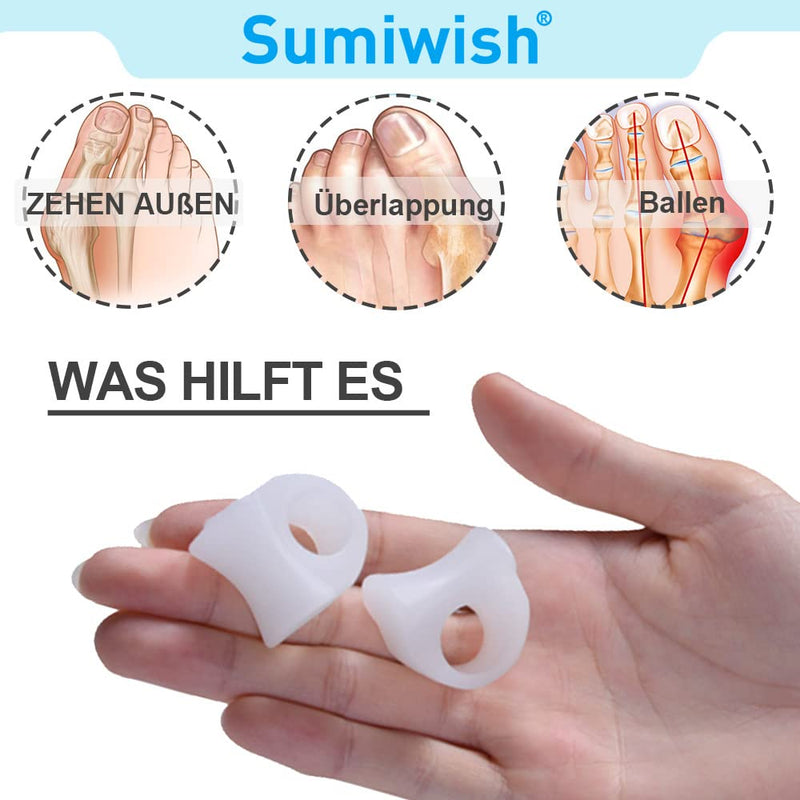 [Australia] - Sumiwish Gel Toe Separators, 10 PCS Bunion Corrector, Toe Straightener for Overlapping Toe, Big Toe Spacer, Great for Bunion Pain Relief… White 