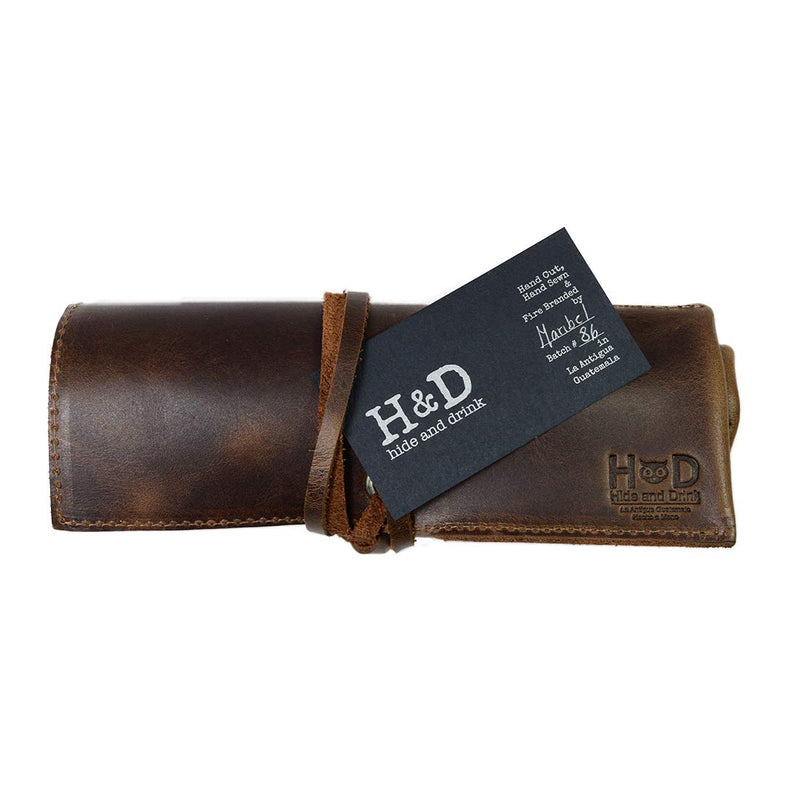 [Australia] - Hide & Drink, Rustic Leather Travel Watch Roll Organizer Holds Up To 4 Watches, Easy Carry On Watchlover Storage, Travel Essentials Gift Handmade Includes 101 Year Warranty :: Bourbon Brown 