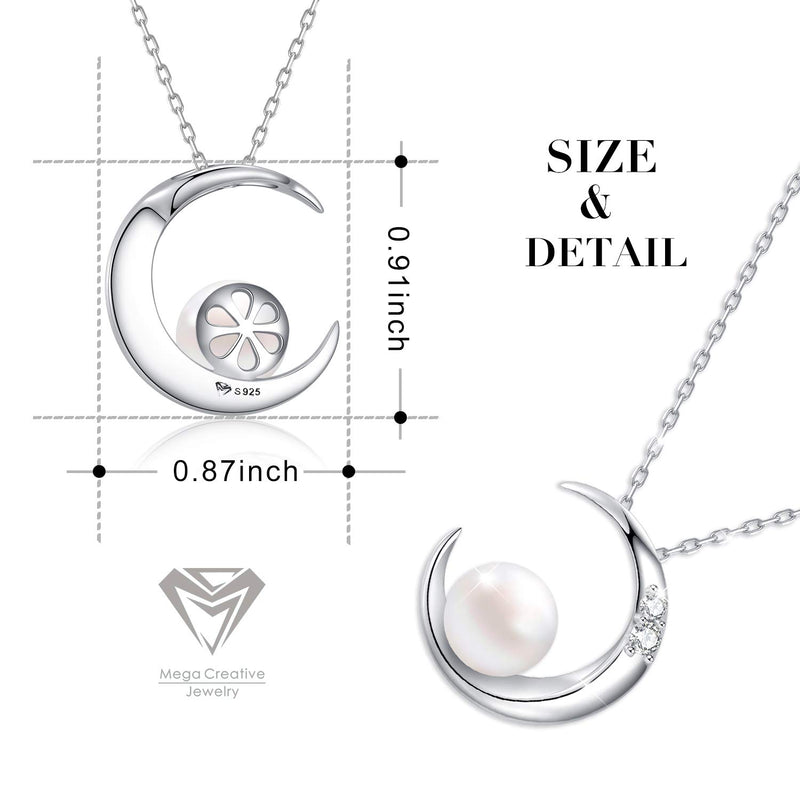 [Australia] - MEGA CREATIVE JEWELRY Moon Pearl White Freshwater 925 Sterling Silver Pendant Necklace Crystals from Swarovski 