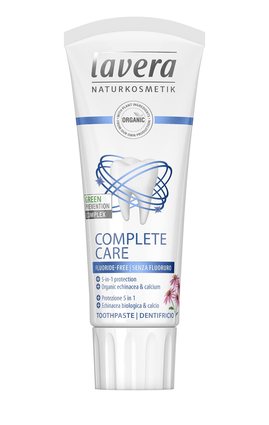 [Australia] - lavera Toothpaste Complete Care - Without Flouride & Dyes - with Organic Echinacea & Calcium - flouride-Free Toothpaste - Gentle to The Teeth - Dental Care - Vegan - Organic (1 x 75 ml) 