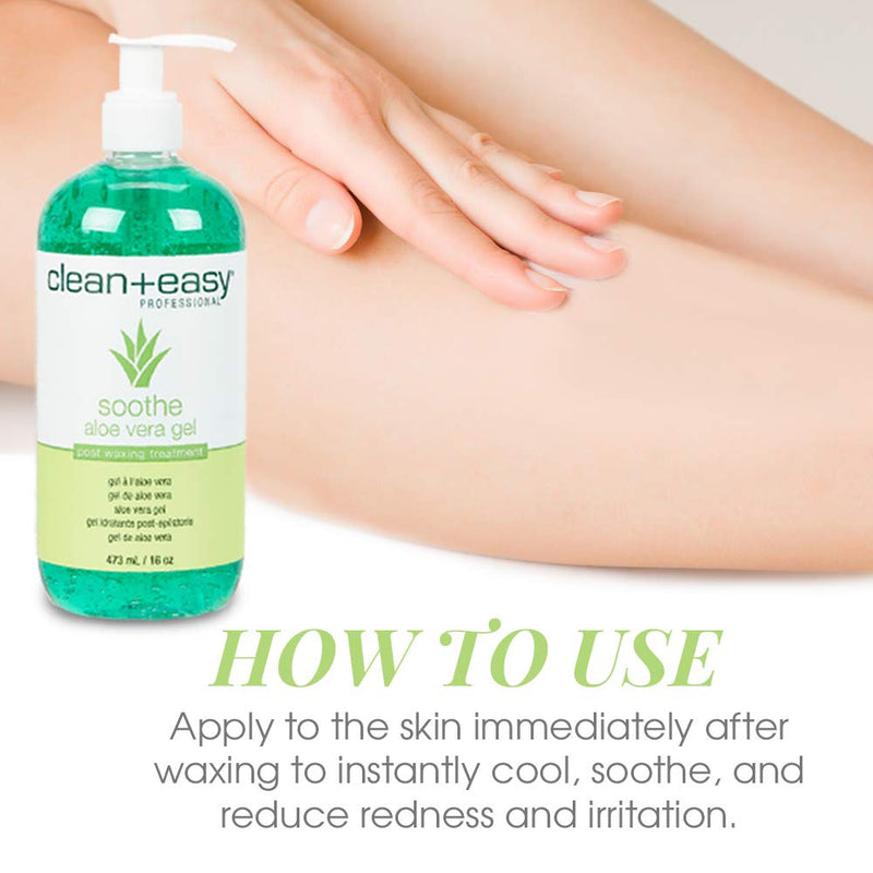 [Australia] - Clean + Easy Soothe Aloe Vera Gel Post Waxing Treatment, Calms and Soothes Irritated Skin After Waxing, Non-greasy and Gets Rid Of Excess Wax Residue, 16 oz 