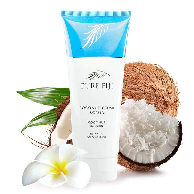 [Australia] - Pure Fiji Hydrate & Polish Kit - Hydrating Body Lotion 8oz and Coconut Crush Scrub 6oz in Canvas Bag, Coconut 