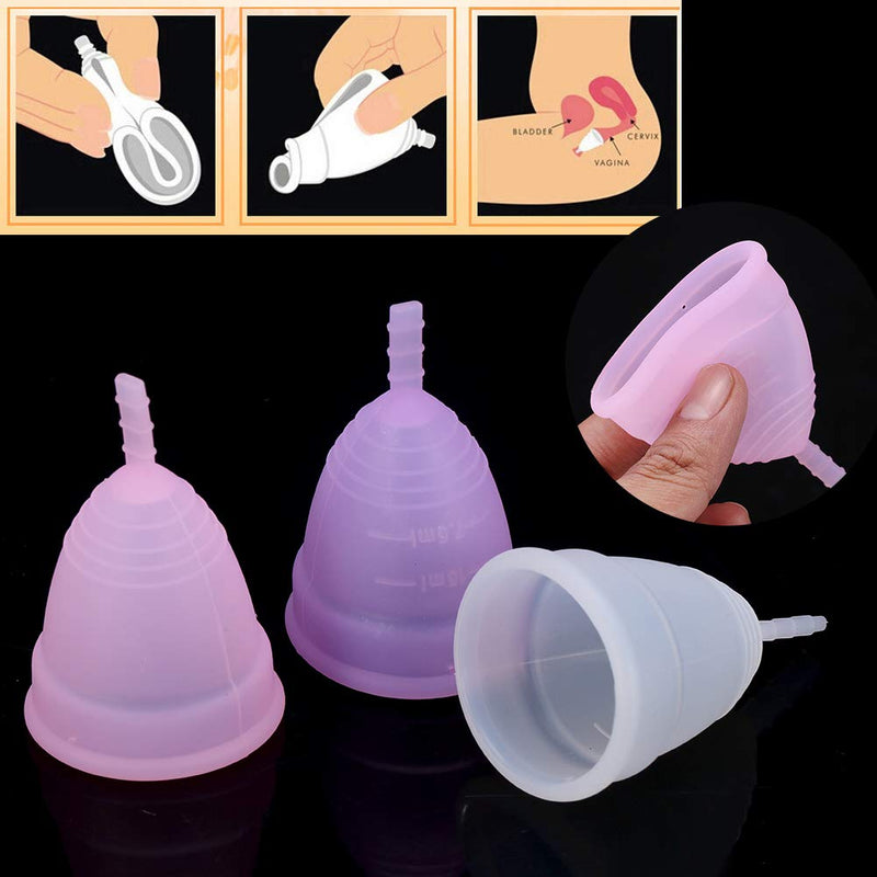 [Australia] - AYNEFY Menstrual Cup, 3 Colors 2 Pieces/Set Reusable Anti-Leakage Lady Women Menstrual Cup Feminine Hygiene Care Product(White) White 