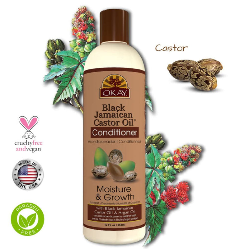 [Australia] - OKAY | Black Jamaican Castor Oil Conditioner | For All Hair Types & Textures | Revive - Moisturize - Grow Healthy Hair | with Argan Oil & Shea Butter | Free Of Parabens, Silicones, Sulfates | 12 Oz 