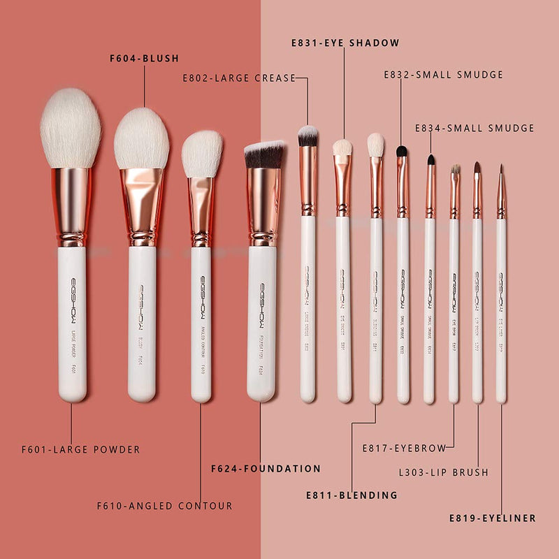 [Australia] - Makeup Brushes 12pcs Professional Cosmetic Brushes,Eigshow Limited Edition Foundation Powder Contour Blush Cosmetic Eye Brush Sets With Luxury Cosmetic Bag(PRO 12pcs RoseGold) 