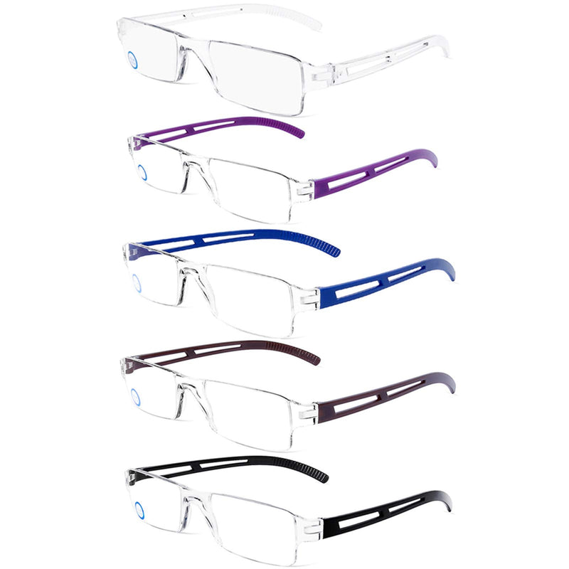 [Australia] - Reading Glasses Women Men Computer Blue Light Blocking, Rimless Clear Frames Readers Anti Glare Filter Lightweight Comfort (5 Pack Mix Color, 2.5) 5 Pack Mix Color 2.5 x 