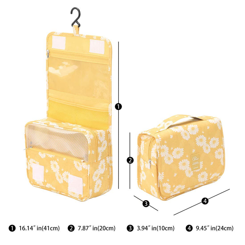 [Australia] - P.travel Portable Cosmetic Bag, Multiple Toiletry Kit, Travel Accessories, Bath and Shower Case Storage, Makeup Organizer for Women and Men, PT-1719 (Yellow Daisy) Yellow Daisy 