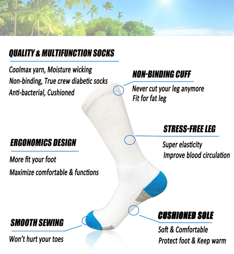 [Australia] - Diabetic Socks Non-Binding Crew Wide Top for Neuropathy Edema Swollen Thick Ankle Bariatric Lymphedema Slipper Sox 