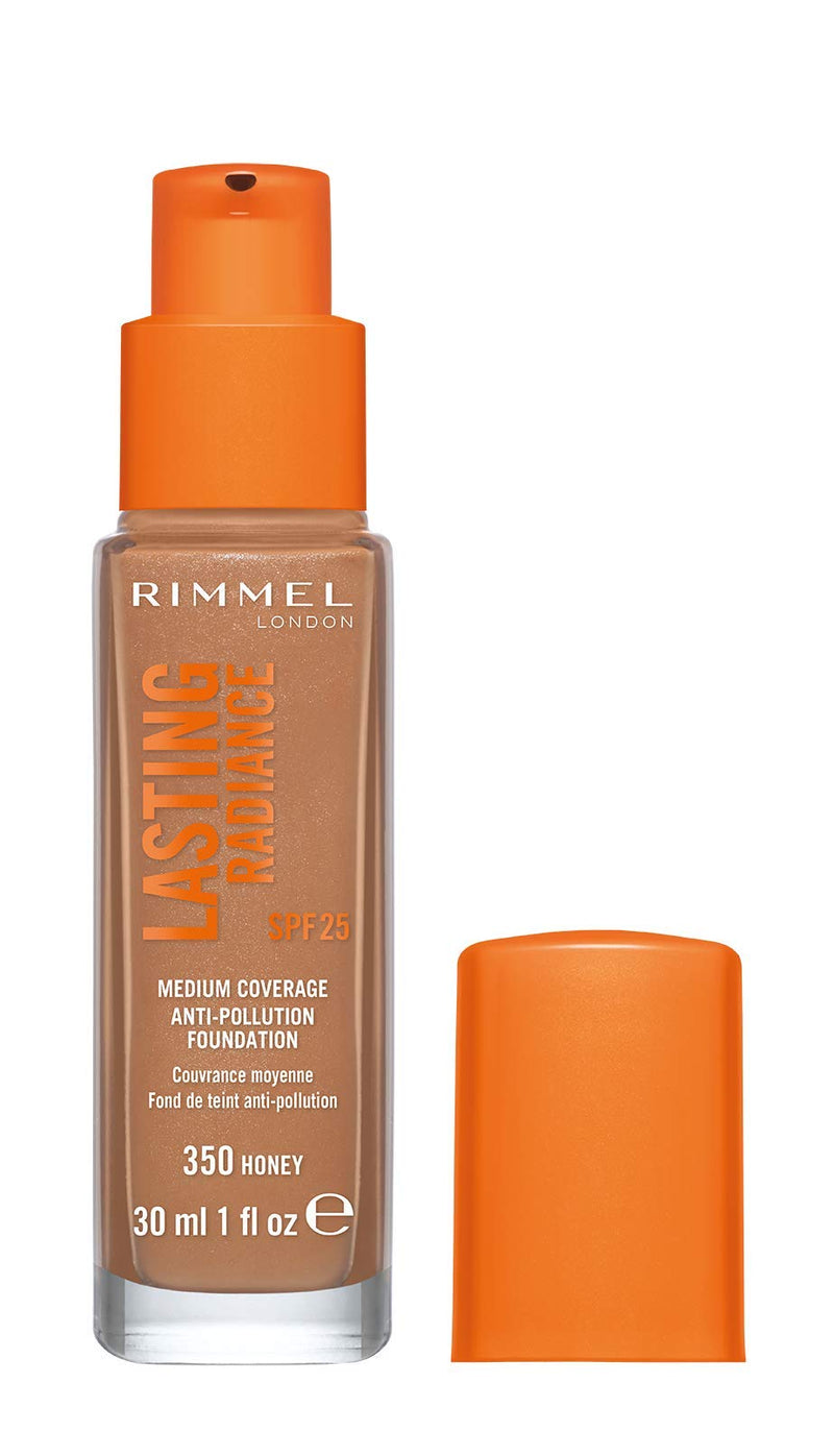 [Australia] - Rimmel Lasting Radiance Medium Coverage Anti Pollution Foundation, SPF 25, 350 Honey (Rimmel Wake Me Up Foundation Upgrade) 