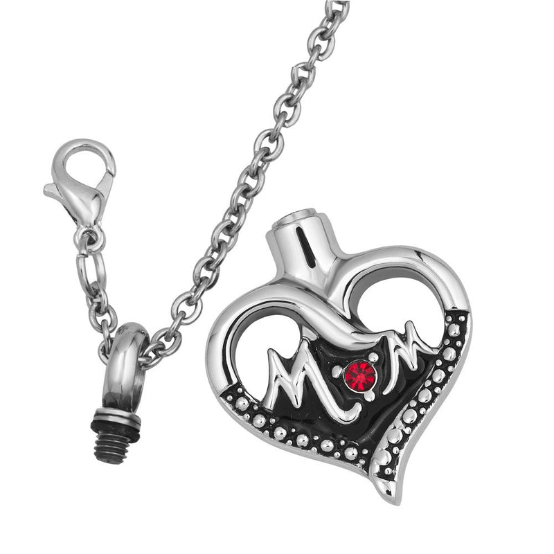 [Australia] - Charmed Craft Crystal Love Mom Urn Necklaces for Human Memorial Cremation Ashes Holder Keepsake Stainless Steel Jewelry Pendant URN-2 