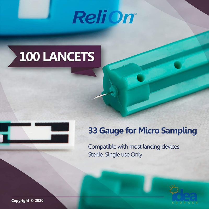 [Australia] - ReliOn Micro-Thin Lancets, 100 Ct, 33 Gauge for Micro Sampling Bundle with Exclusive "Look After Your Diabetes" - Better Idea Guide (2 Items) 1 